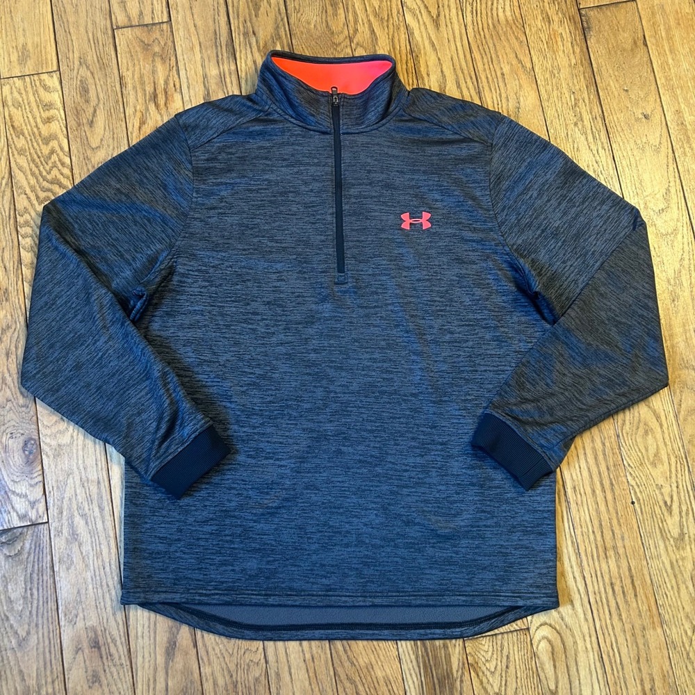 Under‎ Armour Cold Gear Large 1/4 Zip Pullover Grey Pink Space Dye
